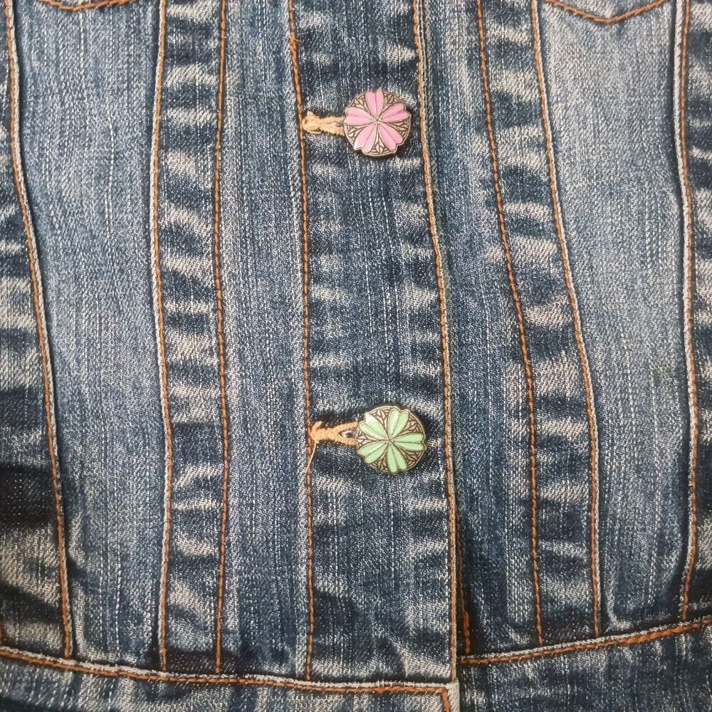 The Children's Place Girls Medium 7/8 Denim Jean Jacket Embellished - Picture 3 of 7